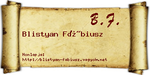 Blistyan Fábiusz névjegykártya