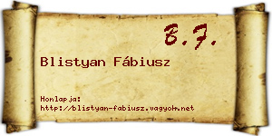 Blistyan Fábiusz névjegykártya